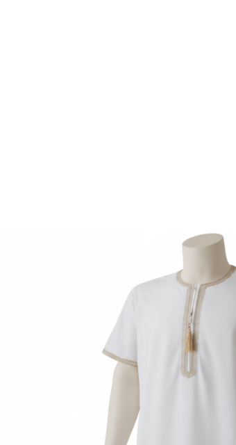 Al Aseel White Omani Thobe with Gold Embroidery & Tassel – Multiple Sizes