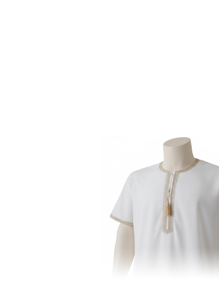 Al Aseel White Omani Thobe with Gold Embroidery & Tassel – Multiple Sizes